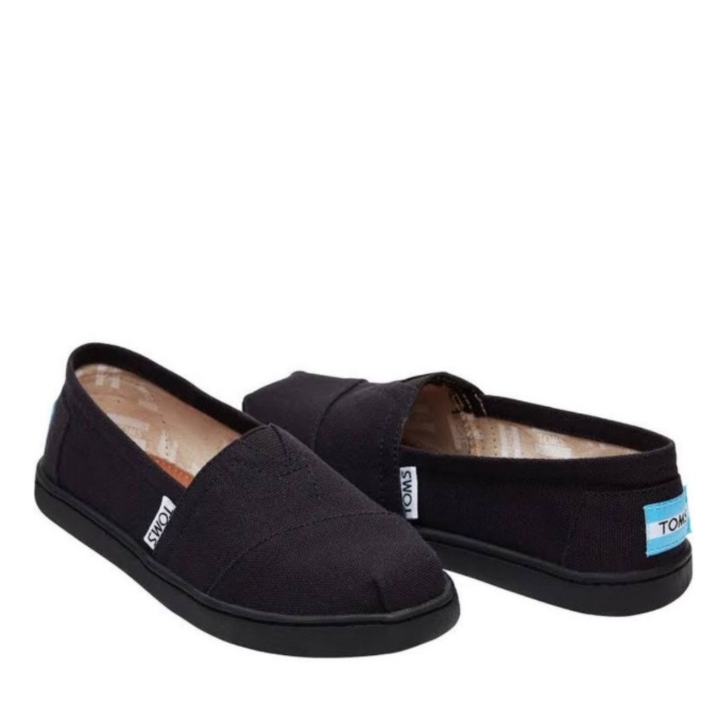 Toms Classic Black Apargata Shoes Slip Ons Kids🙂